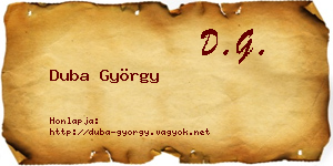 Duba György névjegykártya